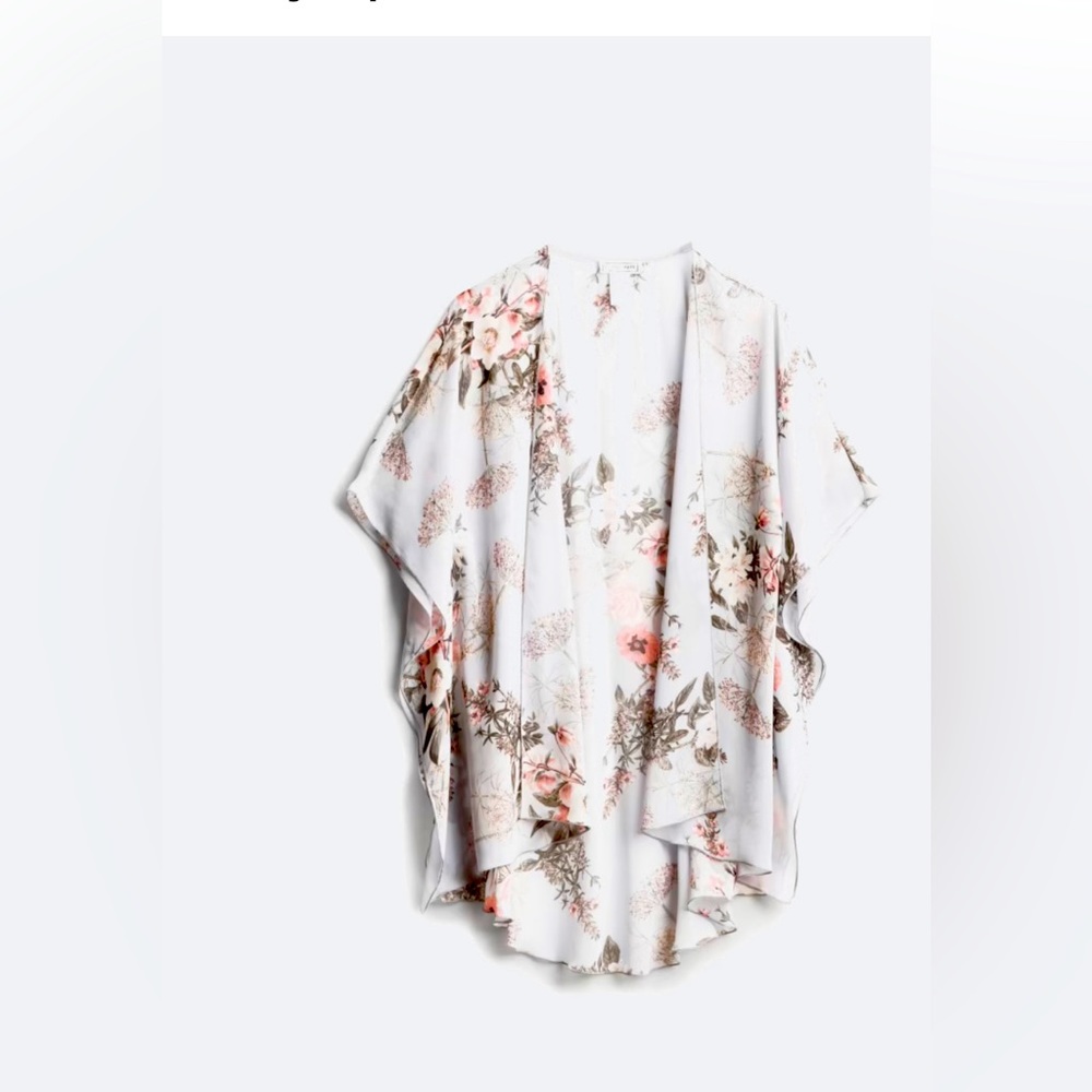Kimono top in pale grey/blue 1X